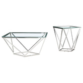 Brittania 2-piece Square Coffee and End Table Set Nickel